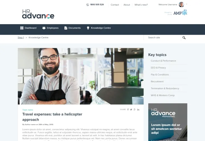HR Advance website