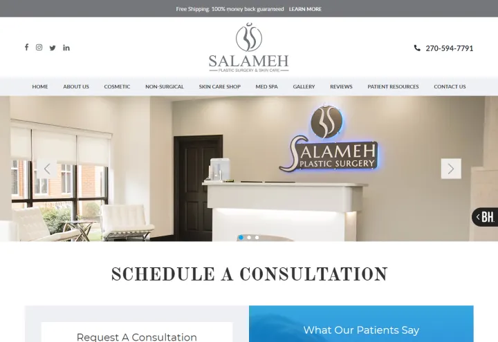 Salameh Plastic Surgery website
