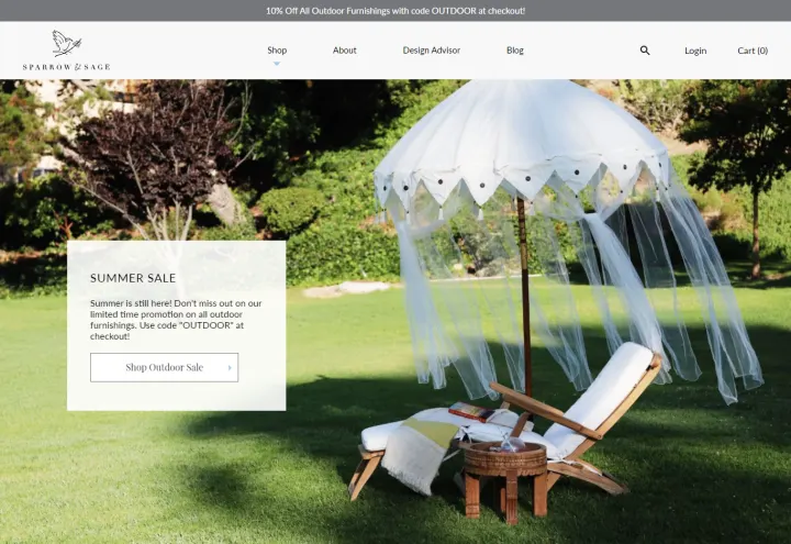 Sparrow and Sage Shopify store